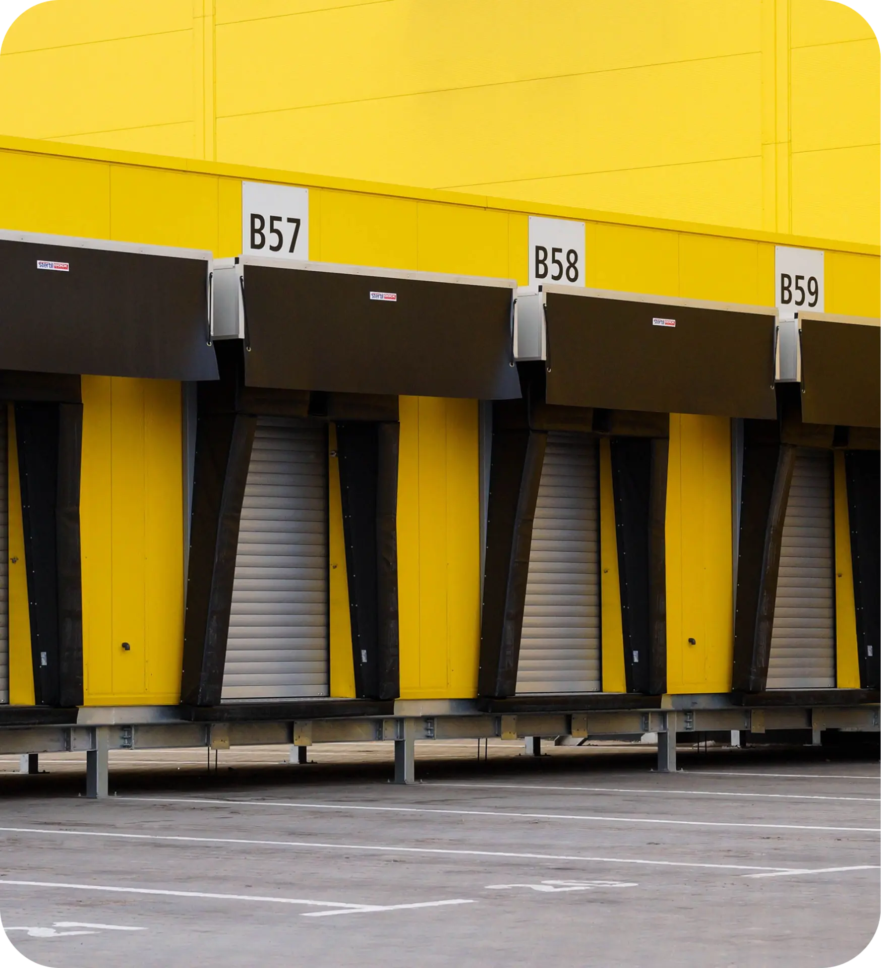 Semi-trailers backed into a loading dock